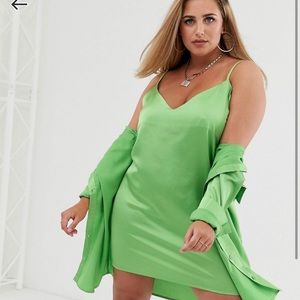 Lime satin cami dress